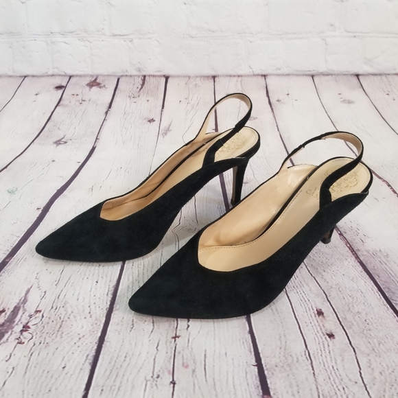 Vince Camuto | Shoes | Vince Camuto Sling Back Kitten Heels Suede Sz 95